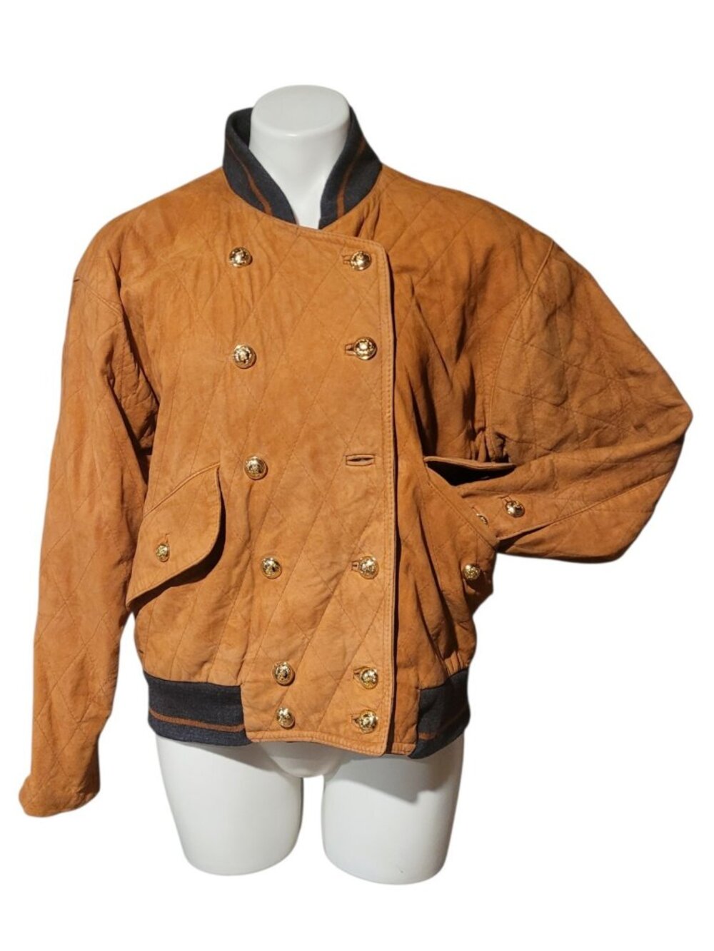 Laurel Leather Jacket Coat Tan Suede Medium Large Missing (extra) Button